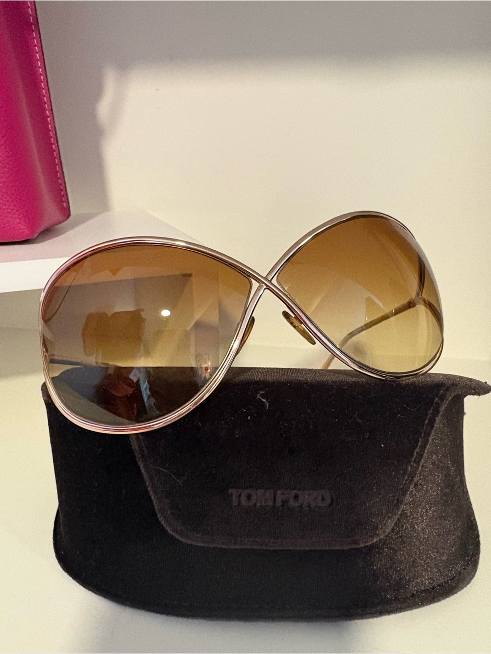 Tom Ford Women's Miranda Gold Frame Sunglasses with Brown Gradient Lenses